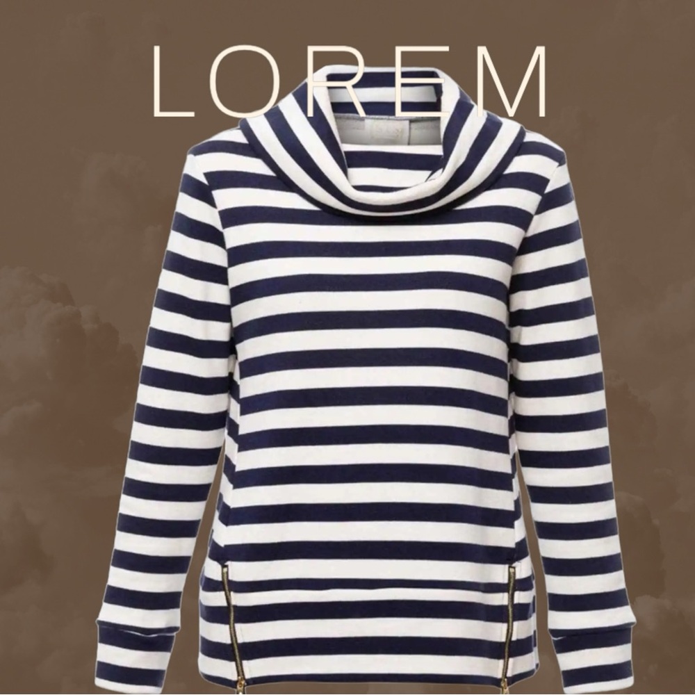 SAIL TO SABLE Navy and Ivory Striped Cowl Neck Top Size M